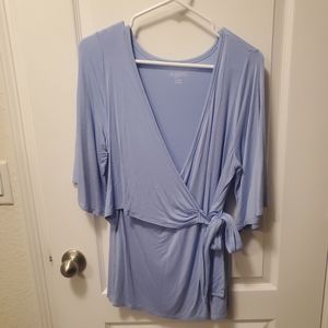 a:glow Light Blue Short Sleeve Wrap Nursing Top